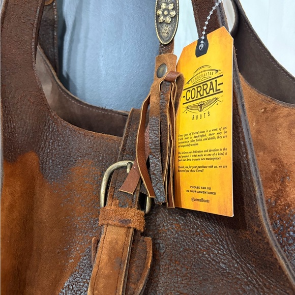 Corral Brown Lamb Leather Tote Bag - Picture 2 of 7